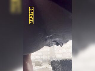 Afro whore take a lengthy pee after a sexy bang in an uncompleted abode