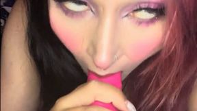 goth trans girl rails herself with big dildo till climax