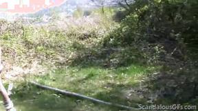 ”Dirty outdoor teen sucks on hard dick in the woods”