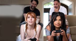 Gaming teen stepdaughters both rammed by their perverted stepdads