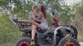 Hot Lesbians Go Rogue In The Jungle Making Out on ATV