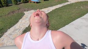 SEX in the pool ! BIG cock in tight pussy! FACIAL