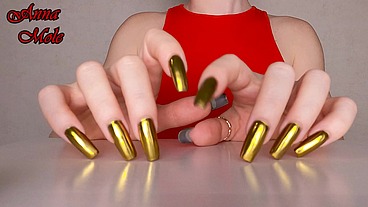 Tapping fingers Golden nails Hand Fetish