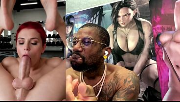 Black trans woman gets her massive ebony cock jerked off in a casino.