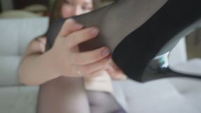 Pantyhose Try-On, ASMR, and Foot Fetish JOI with Rip & Cum Instructions