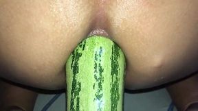 Big Ass Slut Takes Extreme Anal Stretching with a Vegetable
