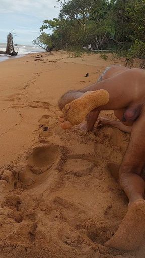 Naked Ladysilva on the Beach Showing off Tanned Hot Ass with Butt Plug in Ass