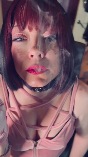 Sweet Goth Girl Tina Snua Smokes A Cork Cigarette In Satin Gloves &amp; Jewellery - Smoking Smoker BBW OMI Snap Inhale&hellip;   Clip 1