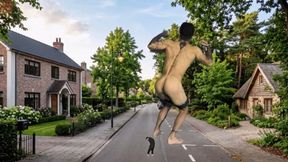 Giant Man Farting and Destroying the whole city under his Big foot Growing