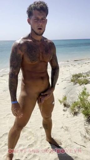 Gay Guy Pisses On Beach Like A Feral Stud