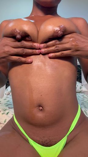 Massaging My Hard Nipples and Tits with so Much Pleasure