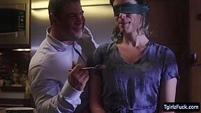 Busty Blonde Ts Janie Blade Analed On The Kitchen Table