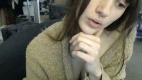 Cute svelte amateur webcam brunette hottie exposed her small tight tits