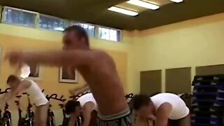 Sexy guys work out in pantie hose