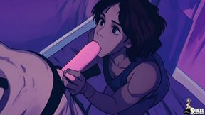 Curly Rican anime girl dominated by PURGER in horror hentai