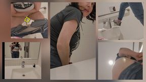 Peeing Giantess Public Toilet W Tits Bush and Ass views