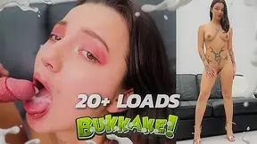 Wild Tattooed Teen Swallows Cum At The Bukkake