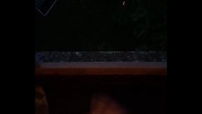 Big cumshot out the window