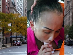 Thai MILF big cock car blowjob in public