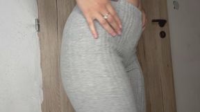 My stepsister shows me her leggings and panties and then masturbates and milk comes out of her tits