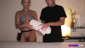 Blonde Spa Slut Milks Cock with Happy Ending Cum