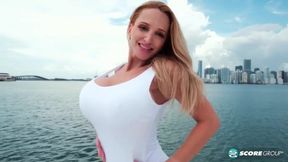 Billi Bardot's Massive Boobs Get Oiled Up and Sucked in Solo Outdoor Action