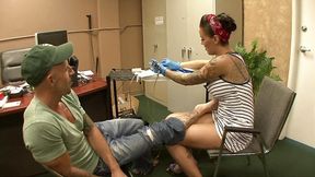 Emily Parker deepthroats and swallows cum