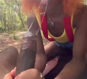 Fae &amp; Cheta as Ash &amp; Misty Fuck on a Forest Trail