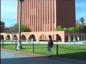 College cutie Chrissy gets a creamy loading by the campus security guard