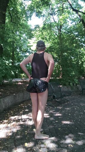 At the popular meeting place, the slave begins his striptease.