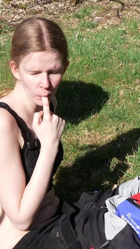 Secretly Fingered on a Biker Tour Until a Double Orgasm!