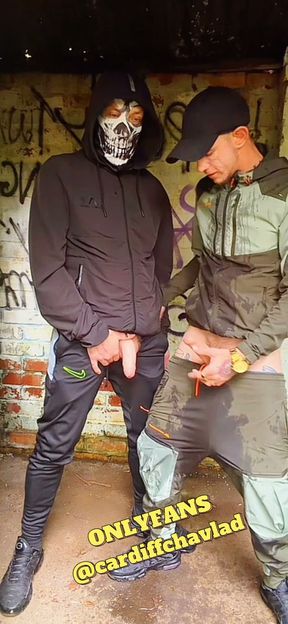 Bareback chav Lads Pissing Outdoors in public