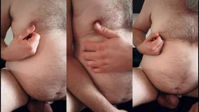 Playing Hard with My Hairy Nipples and Showing off Fat Belly