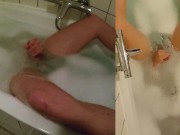 Playtime in bath with mesh underwear, ass play and cum