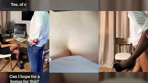 boss lady in heels and stockings rewards worker with hot sex