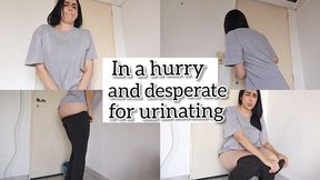 Pissing in a bucket desperately