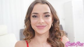 coed nikki nicole receives doble cum on her tight muff on threesome!