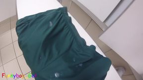 After Bathing, I Masturbate My Shaved Penis Naked in the Locker Room, Show My Asshole and Cum Onto My Swimming Trunks