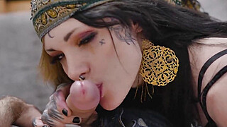 Tattoed Brunette Take It Hard In The Mouth & Ass