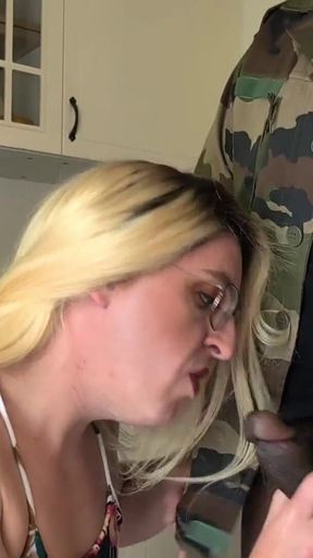 A Pretty Blonde Femboy Fucked in the Kitchen by a Black Guy