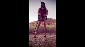Happy Halloween. Devil Trans Teases And Jo Till She Cums Near A Trail