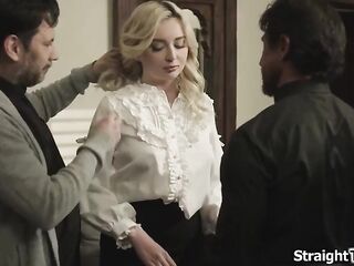 Teen Lexi Lore asks her priest if this guy can assist her with her sinful thoughts.His 2 colleagues show up and take their schlongs out.The blond gets dped