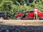 Huzzbearz caught no pants in parking lot