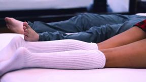 The student seduces the professor and fucks him in his room while her roommates are at a party.