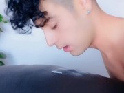 Twink has yummy breakfast - Own cum eating