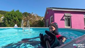 Neoprene Pool Swim Snorkel Breath-holds in Tight Mares Wetsuit