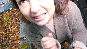 Public Blowjob with Brunette German Milf in the Middle Of The City