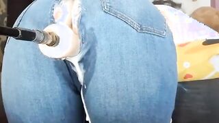 MILF in Ripped Jeans Fucks Machine Dick