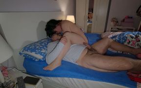 MILF Stepmom Alone at Home Fucks Her Stepson and He Cum Inside.