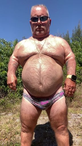 Mark Fletcher wet piss soaked  panties cumming in the woods aging